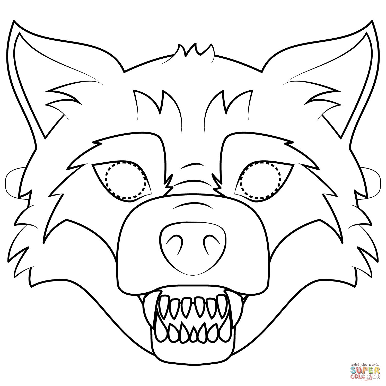 printable wolf mask template
